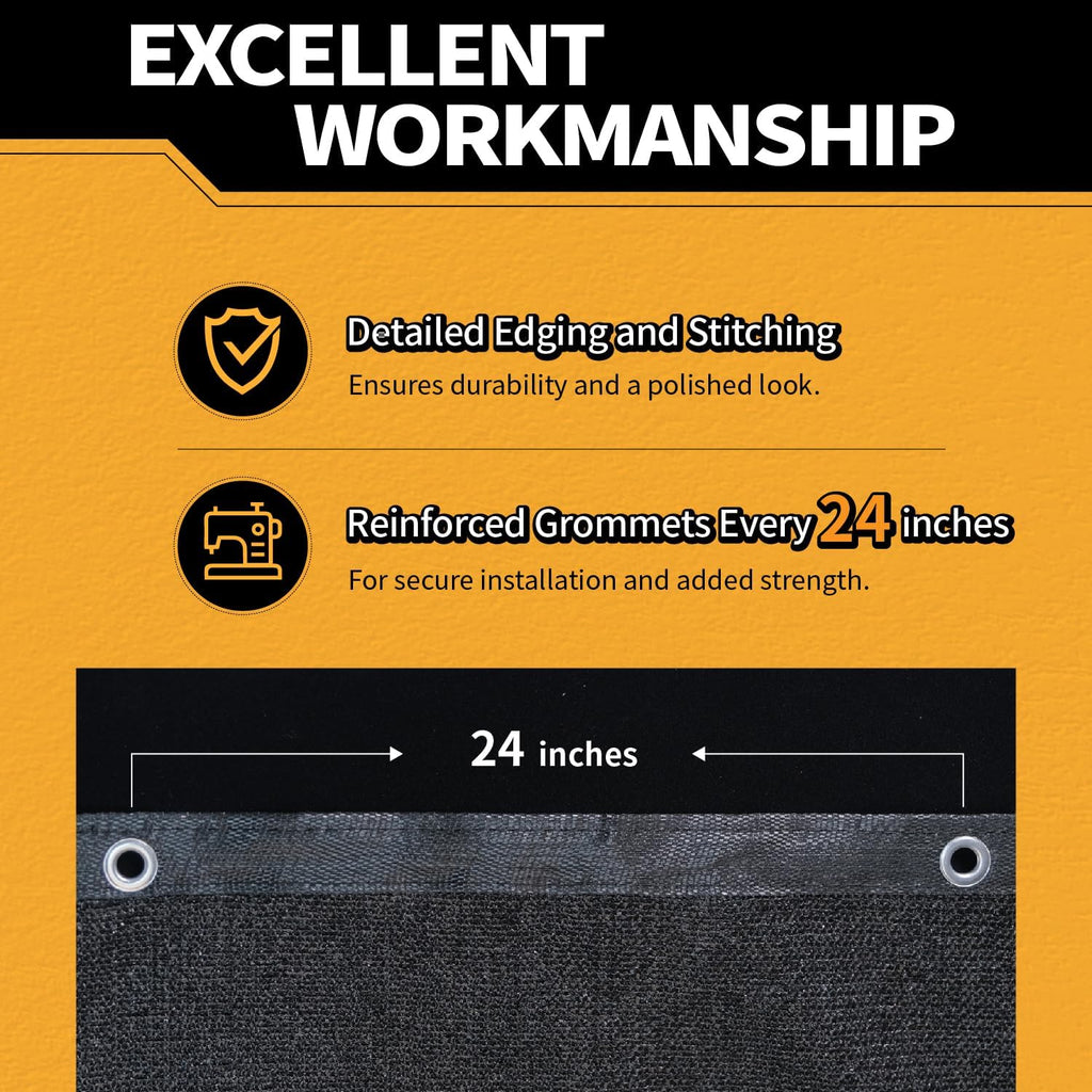 3x40Ft Garden Privacy Fence Screen, 145GSM Heavy Duty 90% Blockage Windbreak Mesh Tarp with Reinforced Edges & Anti-Rust Grommets, Includes Zip Ties for Garden, Yard, Backyard, Outdoor, Black