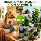 4-in-1 Soil Moisture Meter for Plants ,Soil Temperature /Moisture /Sunlight Time, Large Screen, Garden Soil Tester for Lawn, Farm, Houseplants，Wireless Indoor/Outdoor Plant Water Meter (Dark Black)