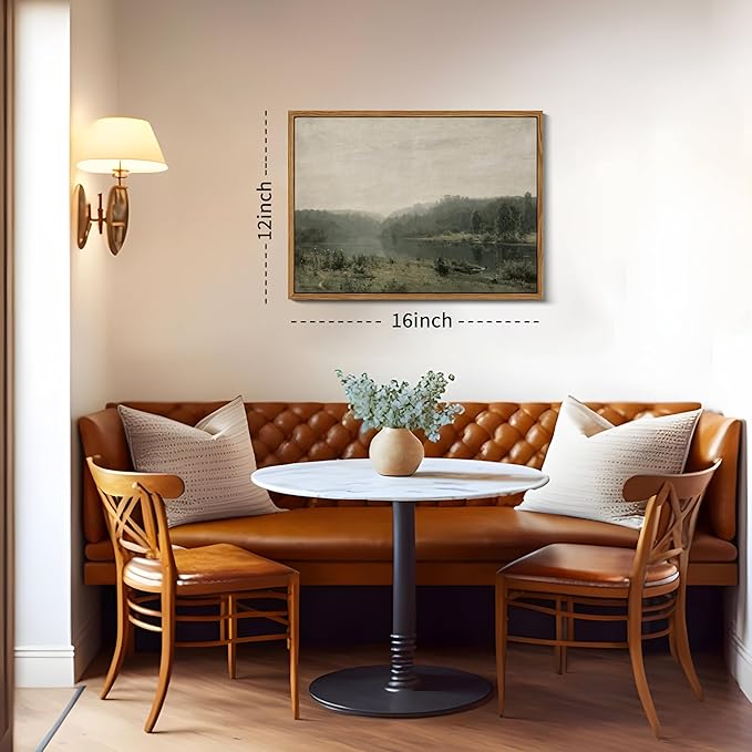 Floating Framed Canvas Wall Art, Vintage Wild Field Oil Painting Pictures Prints, Modern Farmhouse Natural landscape Wall Decor for Living Room Bedroom Dining Room Office Decor 12x16 inch