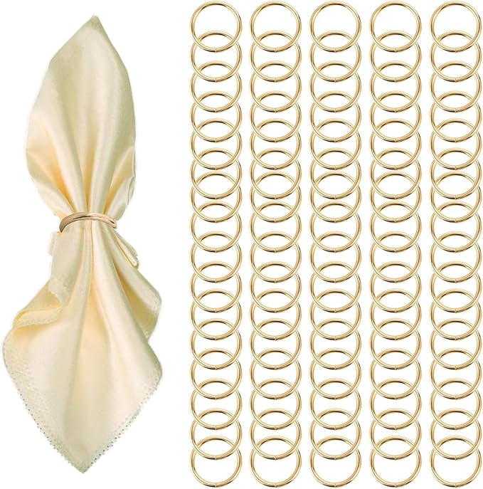 Gold Napkin Rings - 80 Pcs Stainless Steel Napkin Rings,Gold Rotundity Metal Napkin Ring for Table Settings Wedding Christmas Party Dinner Table