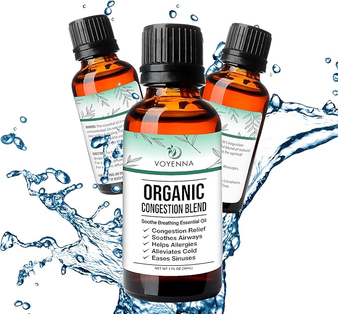 Essential Oil Breathe Blend for Diffuser, Humidifier, Aromatherapy & Rub with Peppermint & Eucalyptus Oils | for Headache, Allergy & Congestion