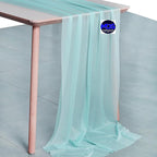 MDS 2 Pack 10ft Chiffon Table Runner 29 x 120 Inches Sheer Wedding Runner Romantic Rustic Table Runner for Wedding Decorations, Birthday Parties, Bridal Shower Party Arch Decor - Teal