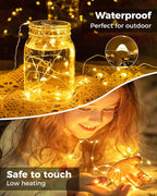 btfarm 12 Pack LED Fairy Lights Battery Operated, 7ft 20LED Mini String Lights Waterproof, Silver Wire Firefly Starry Lights Bulk for Mason Jars Crafts Table Centerpieces Party Christmas, Warm White