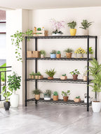 4 Tier Adjustable Storage Shelves,Heavy Duty Metal Utility Shelf 1400LBS Capacity Wire Shelving Unit Organizer Rack for Kitchen Office Pantry Room 18" D x 46" W x 59" H Black