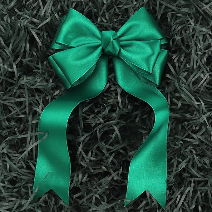 Dark Green Solid Satin Ribbon 2 Inch 25 Yards Solid Polyester Fabric Ribbon for Gift Wrapping Wedding Christmas Baby Shower Birthday Party Decoration Handmade Immortal Flower Craft