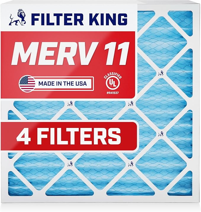 Filter King 17.5x27x1 Air Filter | 4-PACK | MERV 11 HVAC Pleated A/C Furnace Filters | MADE IN USA | Actual Size: 17.5 x 27 x .75"
