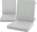 Outdoor Chair Cushions, Water-Resistant & Fade-Resistant, Patio Furniture Lawn Dining Chair Seat Replacement with Mid Back, Ties Zipper, Removable Cover, 18 x 16.5 Inch, Set of 2, Light Grey