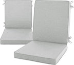 Outdoor Chair Cushions, Water-Resistant & Fade-Resistant, Patio Furniture Lawn Dining Chair Seat Replacement with Mid Back, Ties Zipper, Removable Cover, 18 x 16.5 Inch, Set of 2, Light Grey
