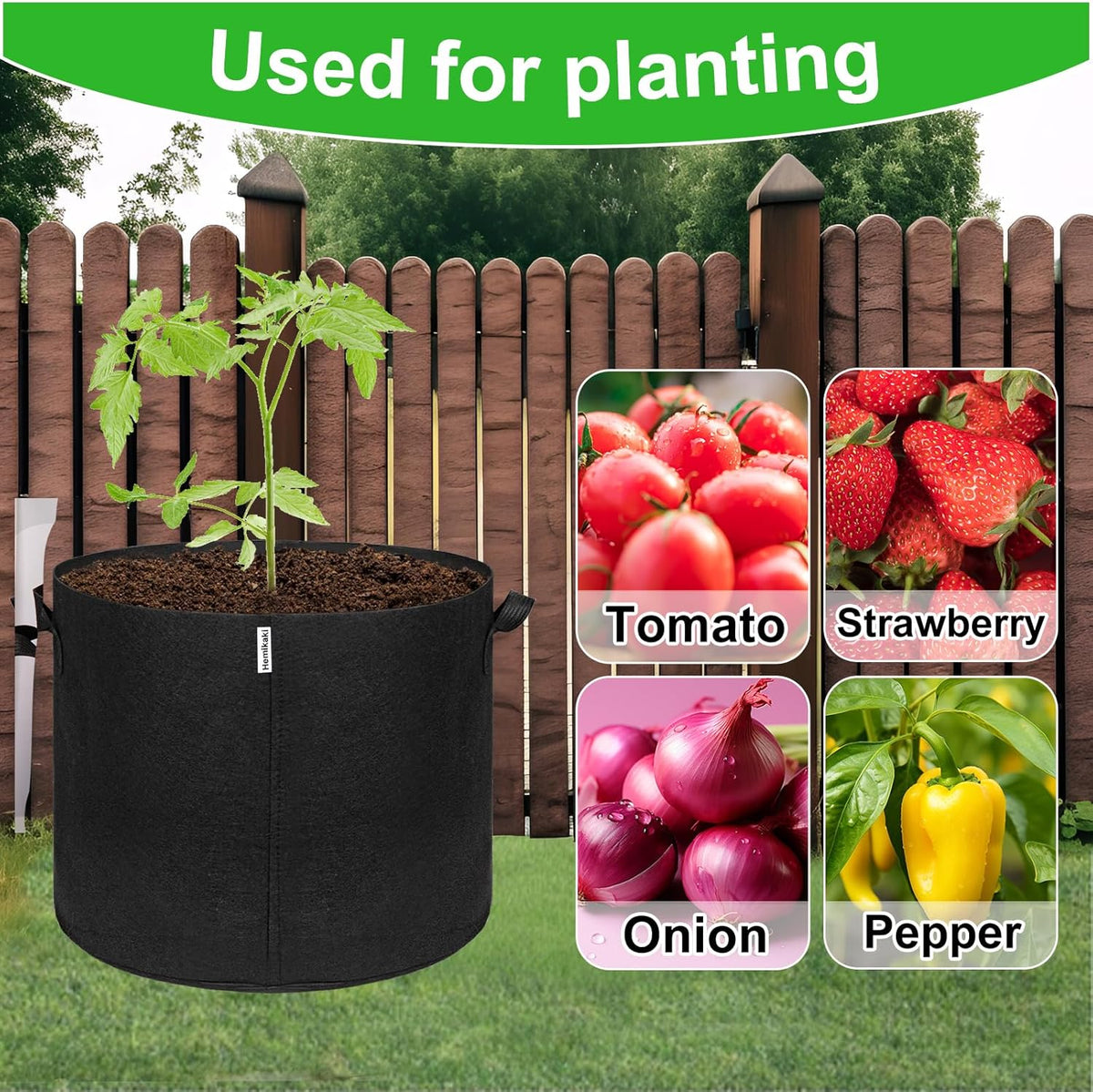 5-Pack 20 Gallon Grow Bags, Large Nonwoven Fabric Pots with Handles for Planting Fruits, Vegetables, Flowers Indoor Outdoor