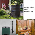 Compost Turning Tool Compost Stirring Tool,Compost Turning Bar 33.4inch,Manual Compost Aerator Tool Turner & Mixing Tool for Outdoor Compost Bin,Composting Accessories (Black-33.4IN)