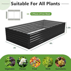 DIIYIV 8x4x1.5FT Galvanized Raised Garden Bed,Vegetable Boxes-Rectangle Metal Flower Box,Large Planter Raised Beds Outdoor Garden for Planting,Fruit,Herb-Black