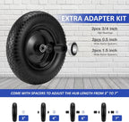 4.80/4.00-8" Flat Free Tire and Wheel 14.5" Wheelbarrow Tire,with 5/8" Axle Bore Hole,3"Center Hub and 3/4" Bearings,Universal Replacement Solid Tire for Hand Truck/Utility Cart/Garden Cart