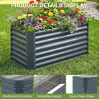 4x2x1.86ft Raised Garden Bed - Galvanized Deep Root Planter Boxes Outdoor with Wing Nuts and Safety Edges for Gardening Vegetables, Flowers, Herbs, Succulents - Gray