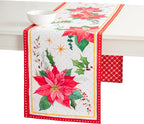 Maison d' Hermine Table Runner 100% Cotton Double Layer Table Runners 72 inches Long for Thanksgiving Christmas Decorations Home Kitchen Dining Party Wedding (Poinsettia Christmas, 14.5" x 72")