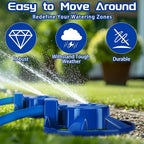 Domensi 1 Pack Cast Iron Lawn Sprinklers for Yard Heavy Duty Metal Garden Water Sprinkler American Threaded Joints for Lawn Garden Yard Irrigation System, Blue