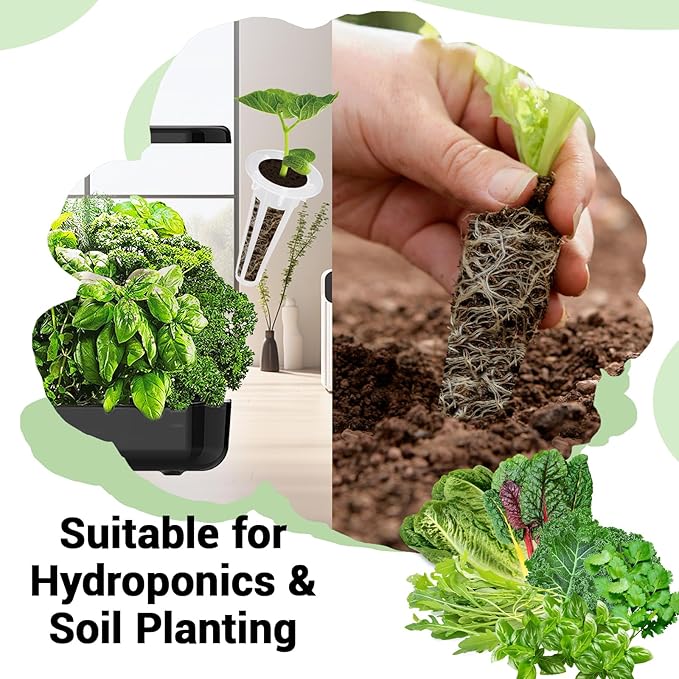 Herb & Salad Greens Seed Pods for All Hydroponics Growing Systems, 8 Pods with 600+ Seeds of Basil, Cilantro, Romaine, Kale, Arugula and Swiss Chard