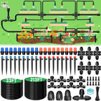 246FT Drip Irrigation System, Automatic Drip Irrigation Kit with 1/2" Main Tube & 1/4" Branch Tubing, Adjustable Drip Emitters, Garden Watering System for Flower Bed, Raised Beds, Lawn, Greenhouses