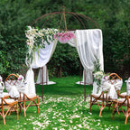 Moccha Birdcage Shape Garden Arch, 8.4’ H x 7’ W Pergola Pavilion Arch for Climbing Plants, French Style Gazebo with 16 Ground Stakes, Outdoor Metal Garden Arbor for Wedding Party Decoration, Bronze