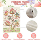 Baccessor Spring Birds Garden Flag Double Sided 12.5 x 18 Inch Burlap with Clip and Stopper,Pink Floral Flower Tree Flag Seasonal Farmhouse Front Yard Lawn Outside Outdoor Decoration