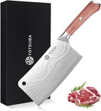 YOTSUBA Cleaver Knife 7 inch Ultra Sharp High Carbon Steel Vegetable Meat Cleaver with Ergonomic Rosewood Handle, Professional Butcher Knives for Home Kitchen and Restaurant with Gift Box