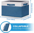 GhvyenntteS Storage Baskets for Shelves 3 Pack, Large Fabric Storage Bins with 3 Handles, Collapsible Closet Organizers and Storage, Sturdy Closet Organizer Bins/Laundry Room Organization, Blue