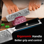 Sunnecko Damascus Kitchen Knife 7 Inch Cleaver Knife VG-10 Stainless Steel Chopping Knife with Solid Handle Nakiri Knife Perfect for Professional Use or Home Cooking Enthusiast