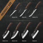 HOSHANHO Butcher Knife Set, Hand Forged Butcher Chef Knife Set with Roll Bag, Sharp Meat Cleaver Knife & Bone Chopper Knives & Fillet Knives for Home & Camping & BBQ Gift for Men