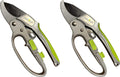 Garden Guru Ratchet Pruning Shears - Professional Garden Clippers with Ergonomic Grip and Brush - Makes Tough Cuts Easy (2 Pack)