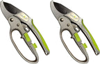 Garden Guru Ratchet Pruning Shears - Professional Garden Clippers with Ergonomic Grip and Brush - Makes Tough Cuts Easy (2 Pack)