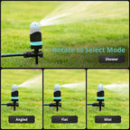 QUOBAS Sprinkler for Yard, 4 Spray Modes, 360° Adjustable Rotation, Heavy Duty Metal Spike with Built-in Filter, Water Diameter up to 50ft for Garden Plant, Flower Bed and Large Yard Area