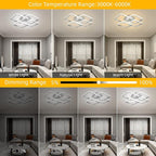 Dimmable Modern Led Ceiling Light, 4 Rings Square Ceiling Lamp with Remote Control, 48W Chrome Acrylic Ceiling Lighting Fixture for Living Room Dining Room Kitchen Office Lamps