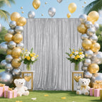 Silver Sequin Backdrop Curtain 4 Pieces 2FTx8FT Glitter Photography Backdrop for Party Wedding Birthday Christmas Decorations