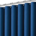 Shower Curtain Classic Blue Waffle Textured, 256GSM Heavy Duty Weighted Fabric Shower Curtains, Hotel Quality Luxury Polyester Water Repellent Bathroom Curtain with 12 Hooks, 72Wx78H