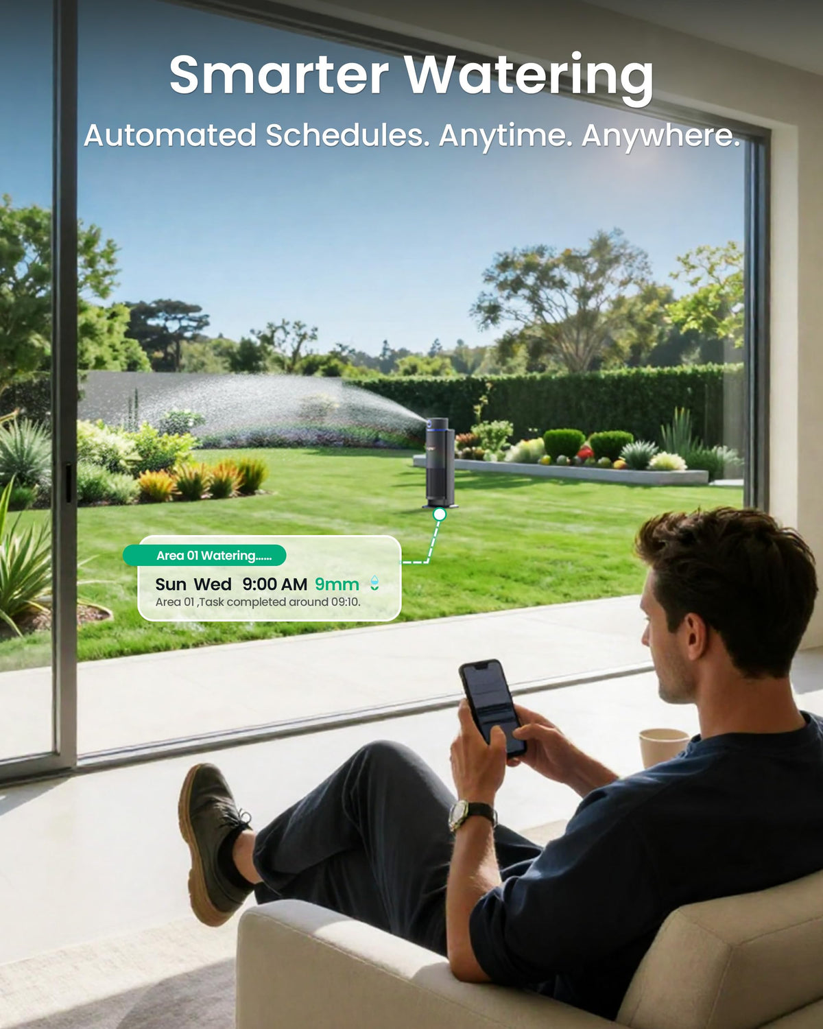 Aiper IrriSense 2 Lawn Sprinkler, Smart Irrigation System, Multi-Zone Plant-Specific Watering, Smart Scheduling, Weather-Adaptive Irrigation with Rain Sensor, for Lawns up to 4,800 sq.ft.-Blue