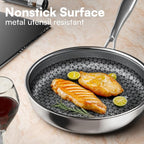Non Stick Frying Pans Set with 3 Lid, Hybrid Pans Set Nonstick (8+10+12inch),Pan for cooking, nonStick Cookware, Dishwasher and Oven-Safe Cookware Sets, Stainless Steel Skillets