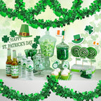 TURNMEON 3 Pack Total 49.2 Ft St.Patrick's Day Tinsel Garlands Decorations DIY Shamrocks Wreath for Front Door Irish Leprechaun Hat St.Patrick's Day Decorations Outdoor Indoor Home,16.4Ft by 4.3" Each