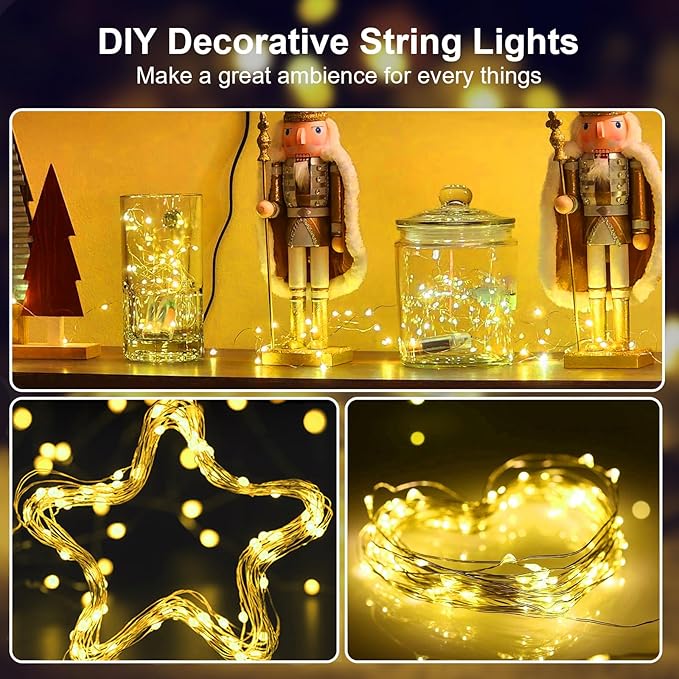 2 Pack 16Ft 50 LED Fairy Lights Mini String Lights Waterproof for Mason Jars Halloween Christmas Parties Wedding Table Centerpieces Decoration