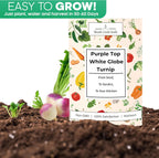 Woods Creek Seeds: Purple Top White Globe Turnip Seeds for Planting - Heirloom Root Vegetable Variety - Fast Growing Turnips with Edible Greens - Non-GMO Garden Seeds for Fall or Spring