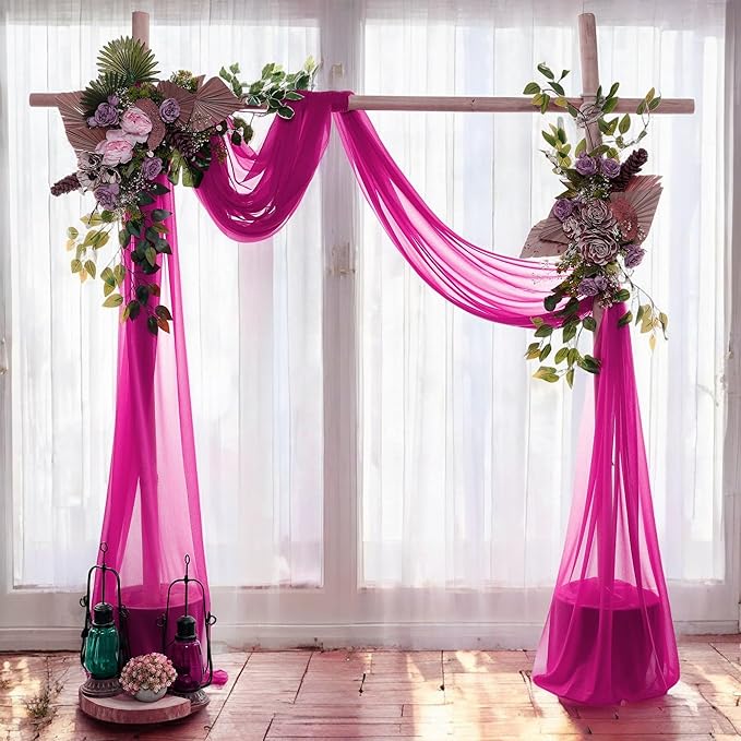 MDS Halloween Chiffon Draping Fabric - 1 Panel, 30" Wide x 30ft Long - Sheer Spooky Arbor & Canopy Drapery for Haunted House Backdrops, Party Ceilings, DIY Costumes & Themed Events - Magenta