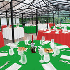48 Pack Christmas Round Disposable Tablecloth, Red White Green Circle Plastic Tablecloth Bulk, Italy Theme Table Covers for Christmas Family Gathering Dining Banquet Italian Party Decoration,84inch