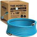 Aeromixer THE HOSE - 1 Inch Garden Hose 100 Ft, Includes Adapters 3/4 Spigots, Kinkless Commercial Garden Hoses, Heavy Duty Water Hoses for Outdoors, 650 PSI High-Pressure Watering Tool