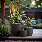 Kante 18",14",10" Dia Concrete Round Planters (Set of 3), Outdoor Indoor Large Planter Pots with Drainage Hole and Rubber Plug for Home Patio Garden, Oil Rubbed Bronze