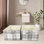 ANMINY 2PCS Storage Baskets Closet Storage Organizer Bins with Handles, Foldable Large Fabric Storage Bins for Shelves, Rectangular Baskets Laundry Clothes Blanket Cubes - Light Gray, Large