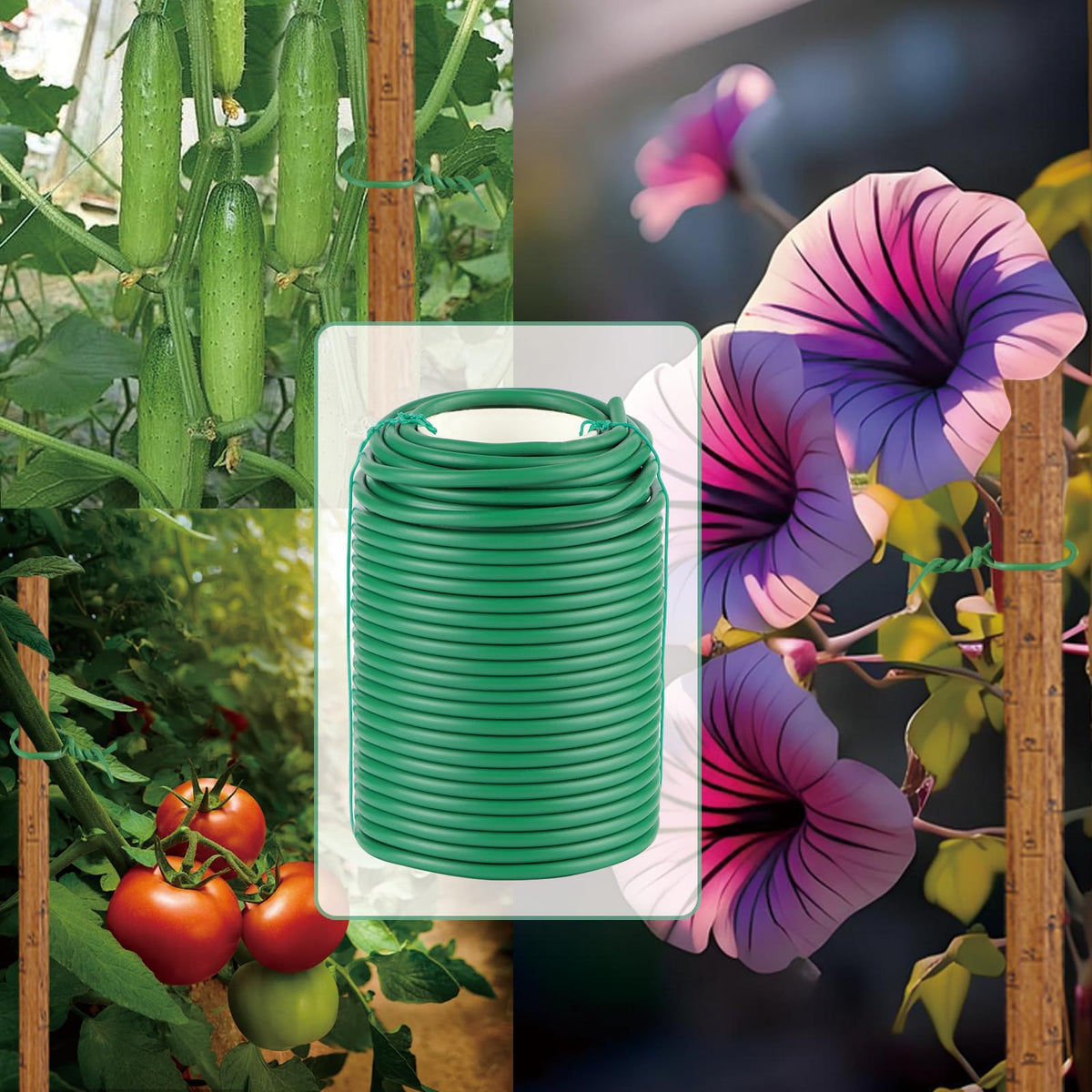 QenFree Garden Wire, 66FT Soft Plants Ties, 3.5mm Flexible Garden Ties for Climbing Plants, Vines Plant, Tomatoes, Flowers, Roses Plant Support