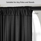 30ft x 15ft Black Wrinkle Free Backdrop Curtain for Parties, Silky Polyester Fabric Wedding Ceiling Drapes, 6 Panels 15ft Photo Back Drop Drapes for Baby Shower Photography Stage Background Cloth