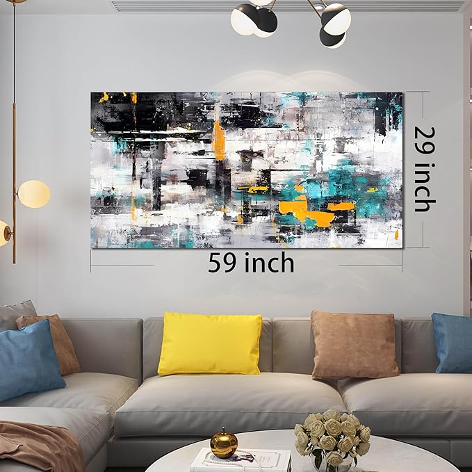 SIXTTART Large Wall-Art Living Room Pictures Wall Decor - Abstract Canvas Wall Art for Office Ready to Hang Size 30" x 60"