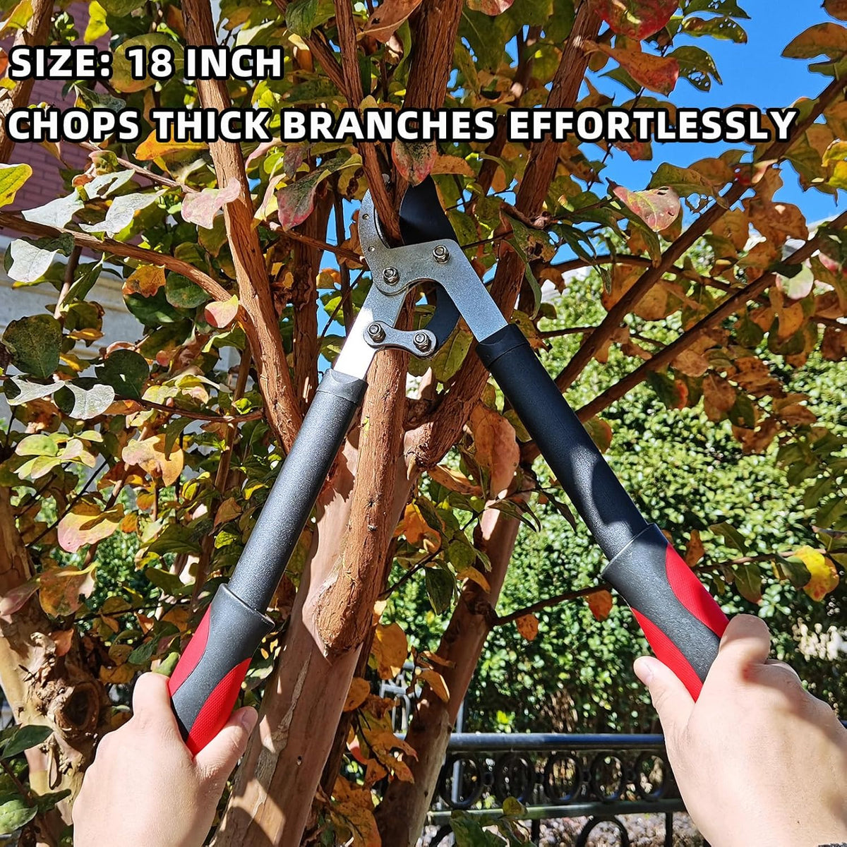 Lopper Heavy Duty Branch Cutter Tree Clippers with Compound Action, Chops Thick Branch Ease, Garden Loppers Pruning, 18 Inch Tree Trimmer with 1.6” Clean Cut Capacity (18 Inch)