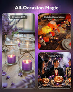 Homemory Purple Tea Lights Candles Battery Operated, 200+Hour Flameless Flickering Fake Electric LED Colored Tealights Candles for Party, Wedding, Halloween, Mardi Gras, Holiday Decor, 24-Pack