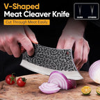 Butcher Knife Set, 3PCS Hand Forged Meat Cleaver, Sharp Serbian Chef Knife & Kitchen Knives & Viking Knives Set for Meat Cutting, Boning Knives for Home、Camping、BBQ Gifts Idea Men