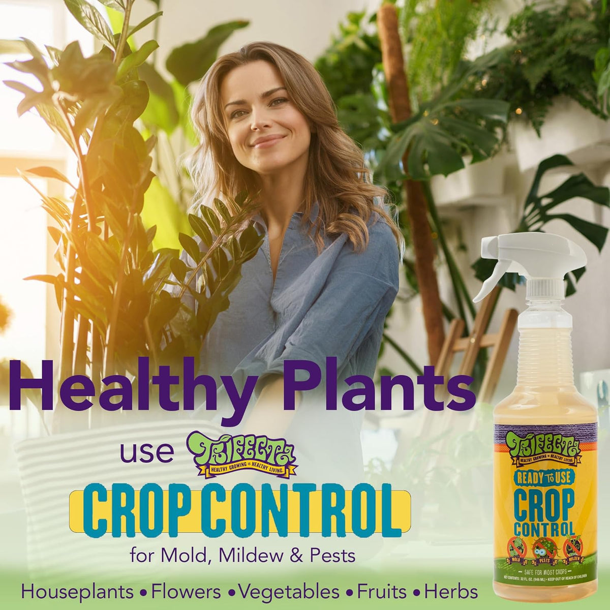 Trifecta Crop Control Insecticidal Soap for Plants | All Natural Fungicide for Plants | Spider Mite Killer Indoor Plants, Food Safe Pesticide, Herbicide, Spider Mites Spray for Plants (32oz - 2 Pack)